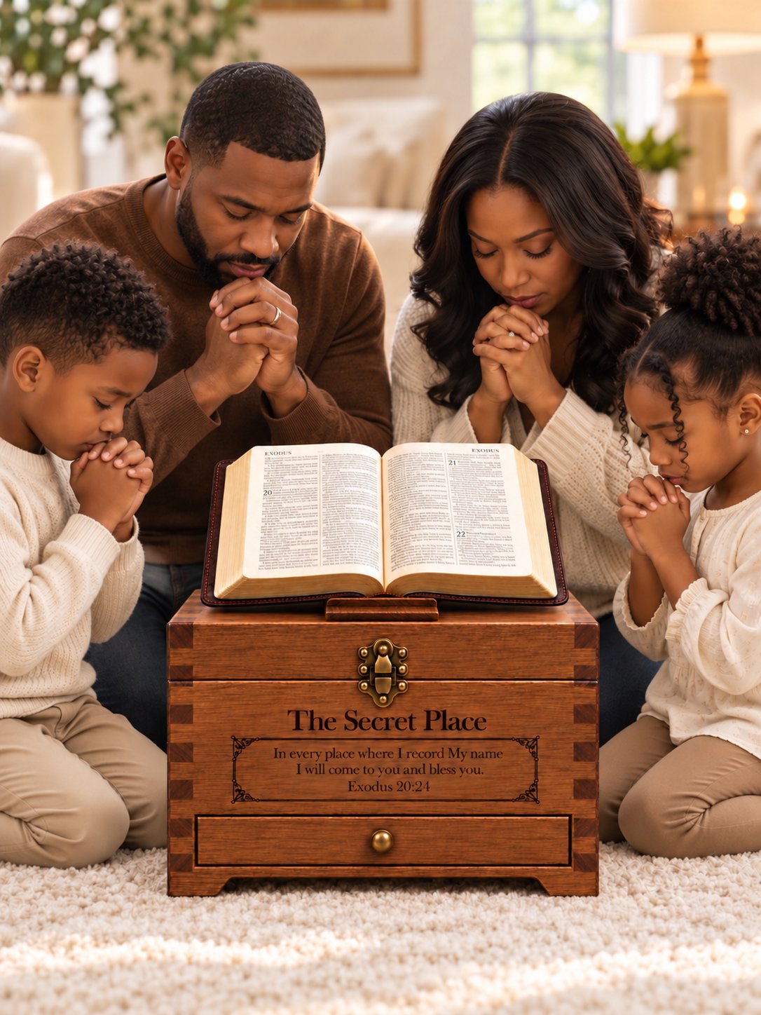 Family reading the Bible together