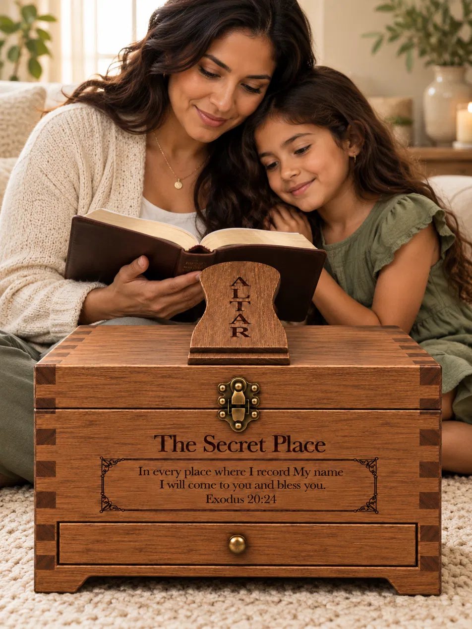 Mother and daughter praying